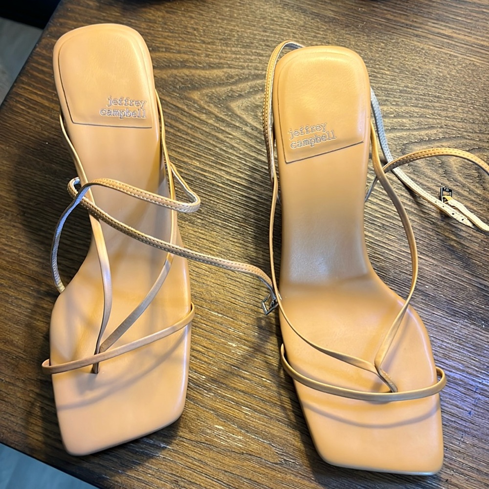 Jeffrey Campbell nude strapped heels. Nude. Cushioned foot bed. Size 8.5.
